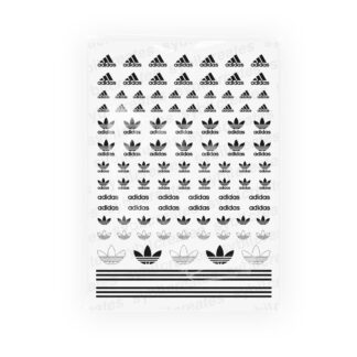 An image of SybilCreates Outlet Clear Transparent Black Adidas Waterslide Nail Decals.