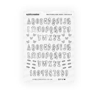 Y2K Fashionista Alt Letters and Numbers Waterslide Nail Decals – Clear Transparent A6 Sheet