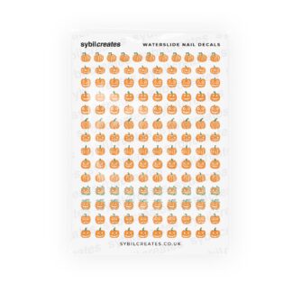 Pumpkins Waterslide Nail Decals – Clear Transparent A6 Sheet