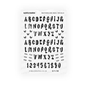 Y2K Fashionista Letters and Numbers Waterslide Nail Decals – Clear Transparent A6 Sheet