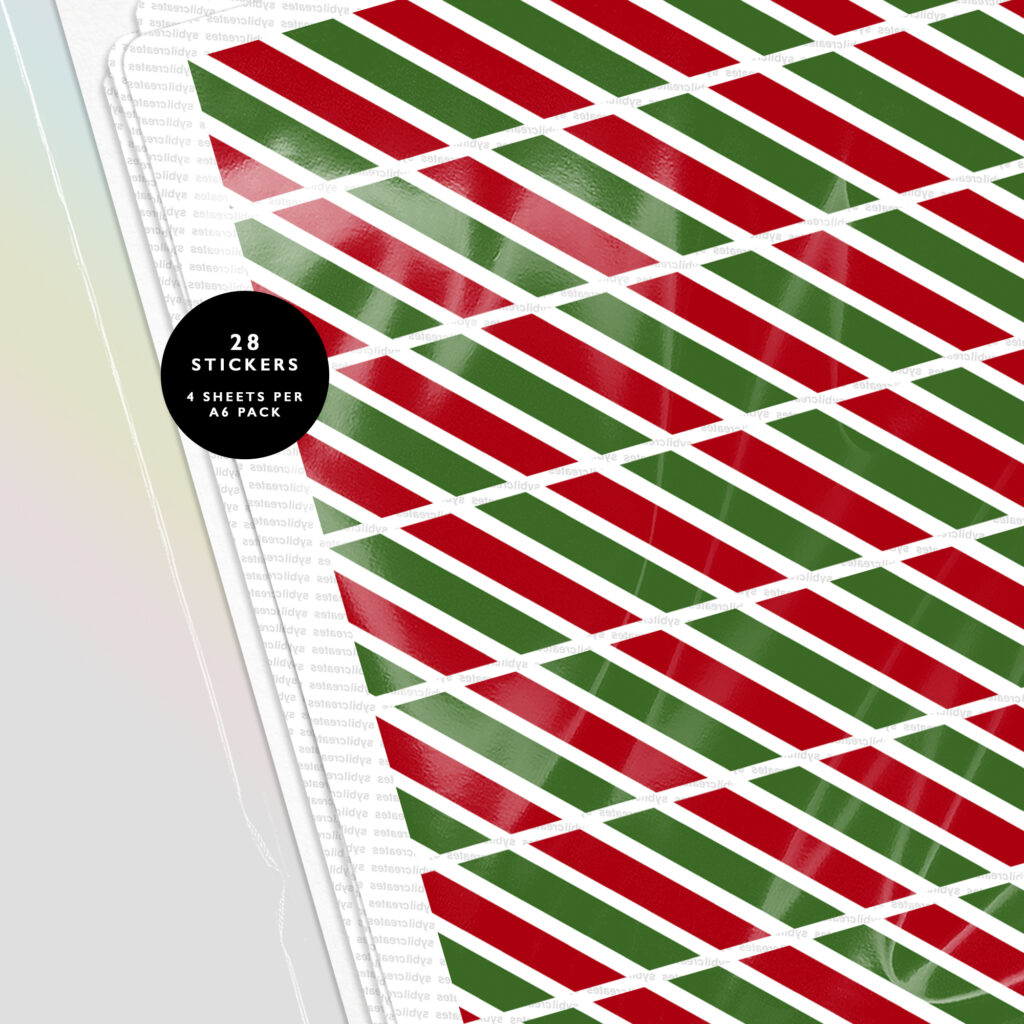 28 Sticker Christmas Stripes Washi Tape Stickers – 28 Stickers – 4 Sticker Sheets ...