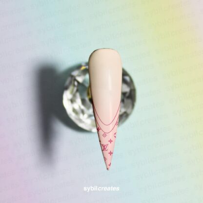 Pink Louis Vuitton Pattern Waterslide Nail Decals – Clear Transparent A6 Sheet - Image 3