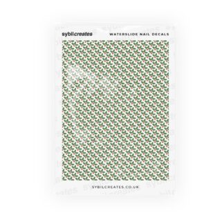 Christmas Holly Waterslide Nail Decals – Opaque White A6 Sheet
