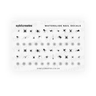 Black Spiders Waterslide Nail Decals – Clear Transparent A7 Sheet