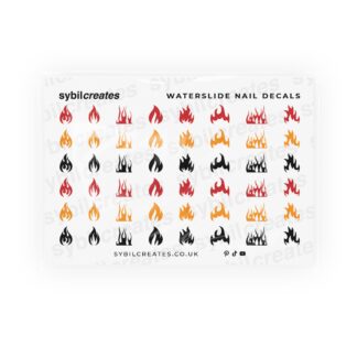 Fire Flame Waterslide Nail Decals – Clear Transparent A7 Sheet